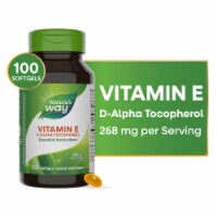 Nature's Way Vitamin E D-Alpha Tocopherol Essential Antioxidant Softgels 268 mg Per Serving Perspective: Main