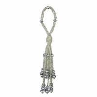 Allstate 6.5  White and Silver Beaded Ball with Tassels Christmas Ornament