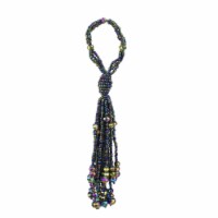 Allstate 7  Purple and Green Beaded Ball with Tassels Christmas Ornament
