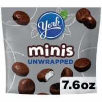 YORK Minis Unwrapped Dark Chocolate Resealable Peppermint Patties Candy Bag