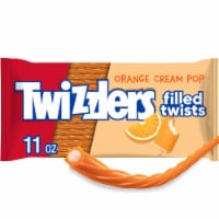 TWIZZLERS Filled Twists Orange Cream Pop Flavored Licorice Style Chewy Candy Bag Perspective: Main