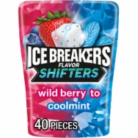 ICE BREAKERS Flavor Shifters Wild Berry to Coolmint Flavored Sugar Free Chewing Gum Bottle Perspective: Main