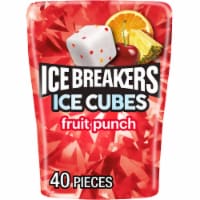 ICE BREAKERS Ice Cubes Fruit Punch Flavored Sugar Free Chewing Gum Bottle Perspective: Main