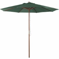 Bond Shade Factory 9 Ft. Wooden Double Pulley Green Market Umbrella Y99153