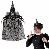 Beistle Halloween Party Decoration Spider Witch Hat Headband with Veil - 12 Pack (1/Pkg)