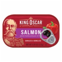 King Oscar Skinless & Boneless Premium Salmon in Olive Oil, Mediterranean Style Perspective: Main
