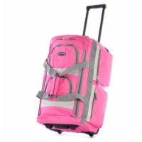 Olympia 26 Inch 8 Pocket Rolling Duffel Bag with Retractable Handle, Hot Pink