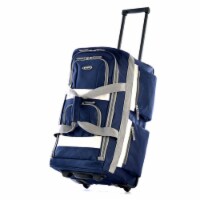 Olympia 26 Inch 8 Pocket U Shape Rolling Duffel Bag w/ Retractable Handle, Navy