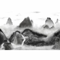 Roommate RMK11516M Majestic Mountains Peel & Stick Mural, Black