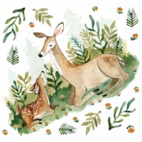 Room Mates RMK5166GM Mama & Baby Woodland Deer Peel & Stick Giant Wall Decals
