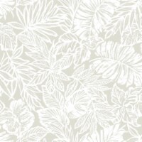 Roommates Decor Modern Batik Tropical Leaf Peel & Stick Wallpaper - Cream Perspective: Main