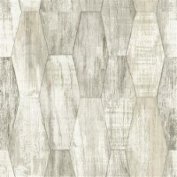 RoomMates RMK11851RL Wood Hexagon Tile Peel & Stick Wallpaper, Grey & White