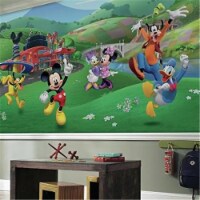 Roommates JL1435M 6 x 10.5 ft. Mickey & Friends Roadster Racer Extra Large Chair Rail Prepast