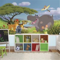 RoomMates JL1382M Lion Guard X - Large Chair Rail Prepasted Mural- Ultra Strippable with 6 x