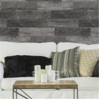 RoomMates RMK3701GM Distressed Barn Wood Plank Black Peel & Stick Giant Wall Decals, Black