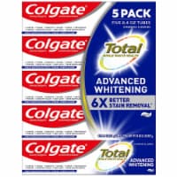 Colgate Total Advanced Whitening Toothpaste, 6.4 oz, 5-Pack, Vegan, Gluten Free, Sugar Free