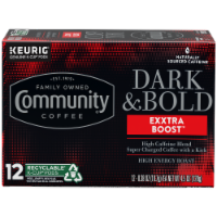 Community Coffee® Dark & Bold Exxtra Boost™ High Caffeine Blend K-Cup® Coffee Pods Perspective: Main