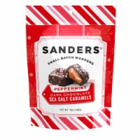 Sanders® Holiday Dark Chocolate Peppermint Sea Salt Caramels Candy Bag Perspective: Main