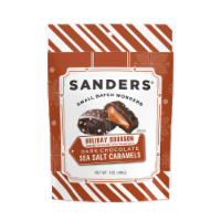 Sanders® Small Batch Wonders Holiday Bourbon Dark Chocolate Sea Salt Caramels Candy Bag Perspective: Main
