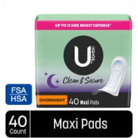 U by Kotex Security Unscented Maxi Feminine Pads Overnight Absorbency Pads,  40 count - Kroger