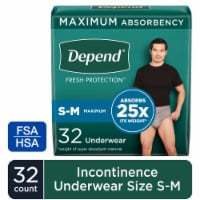 Depend Fresh Protection Adult Incontinence Underwear Maximum S/M Grey Underwear