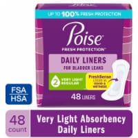 Poise Liners Daily Incontinence Panty Liners 2 Drop Very Light Absorbency  Regular Pantiliners, 48 ct - Fry's Food Stores