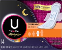 U by Kotex AllNighter Ultra Thin Overnight Unscented Pads with Wings Perspective: Main