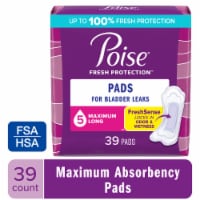 Poise Incontinence Pads for Women & Postpartum Incontinence Pads 5 Drop Maximum Long Length Pads