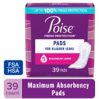 Poise Incontinence Pads for Women & Postpartum Incontinence Pads 5 Drop Maximum Long Length Pads