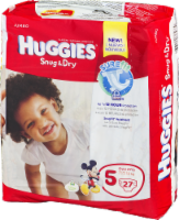 Huggies Snug & Dry Baby Diapers, Size 5 (27+ lbs) Perspective: Main
