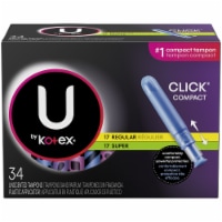 U by Kotex Click Compact Regular & Super Unscented Tampon Multipack Perspective: Main