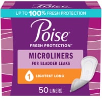 Poise Daily Microliners Incontinence Panty Liners 1 Drop Lightest Long  Pantiliners, 50 ct - Gerbes Super Markets