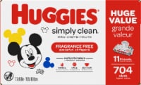 Huggies Simply Clean Unscented Baby Wipes 11 Flip-Top Packs (704 Wipes Total) Perspective: Main