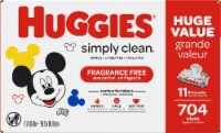 Huggies Simply Clean Unscented Baby Wipes 11 Flip-Top Packs (704 Wipes Total) Perspective: Main