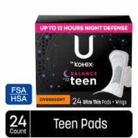 U by Kotex Balance Sized for Teens Ultra Thin Overnight Pads with Wings Overnight Absorbency Perspective: Main