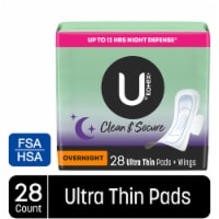U by Kotex Clean & Secure Ultra Thin Overnight Pads with Wings Perspective: Main