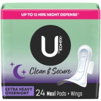 U by Kotex Clean & Secure Overnight Maxi Pads Extra Heavy Absorbency Perspective: Main