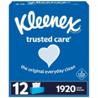 Kleenex Trusted Care 2-ply Facial Tissues, Flat Boxes (160 Tissue/Box, 12 Boxes)