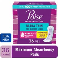 Poise Ultra Thin Incontinence Pads for Women 5 Drop Maximum Absorbency Regular Length Pads