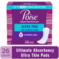 Poise Ultra Thin Incontinence Pads for Women 6 Drop Ultimate Absorbency Long Length Pads