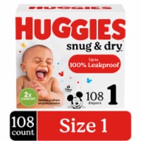 Huggies Snug & Dry Baby Diapers Size 1 (8-14 lbs), 38 ct - Foods Co.