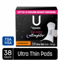 U by Kotex Extra Heavy Overnight 20 Ultrathin Pads with Wings