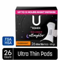 U by Kotex Balance Ultra Thin Overnight Pads with Wings