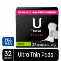 U by Kotex Balance Ultra Thin Heavy Absorbency Pads with Wings