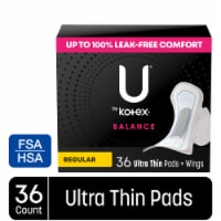 U by Kotex Balance Ultra Thin Regular Absorbency Pads with Wings