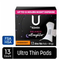 U by Kotex Balance Ultra Thin Overnight Pads with Wings Overnight Absorbency Perspective: Main