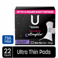 U by Kotex Balance Ultra Thin Overnight Pads with Wings Extra Heavy Absorbency Perspective: Main