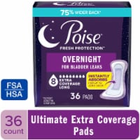 Poise Overnight Incontinence Pads for Women, 8 Drop Extra Coverage Perspective: Main