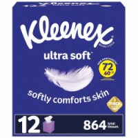 Kleenex Ultra Soft 3-Ply Facial Tissues, Cube Boxes (72 Tissues/Box, 12 Boxes)