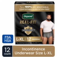 Depend Real Fit Incontinence Disposable Maximum Large/Extra-Large Black and Grey Underwear for Men Perspective: Main